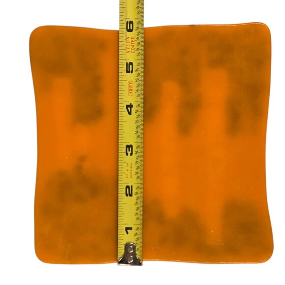 Birch Tree Fused Glass Art Orange Glitter Green Wood Nature Artsy OOAK Vintage - Picture 4 of 16